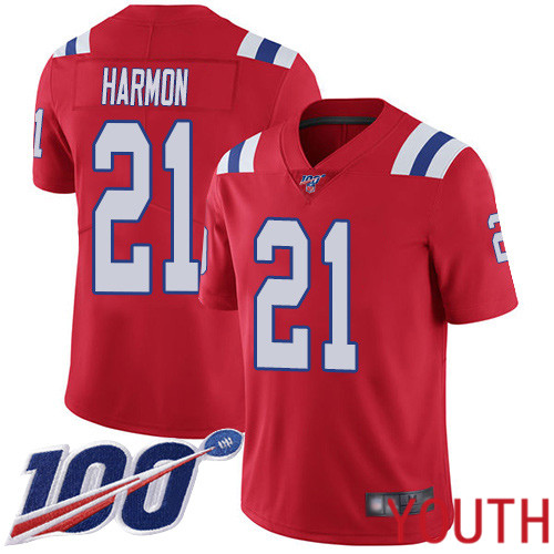 New England Patriots Football #21 100th Season Limited Red Youth Duron Harmon Alternate NFL Jersey->new england patriots->NFL Jersey
